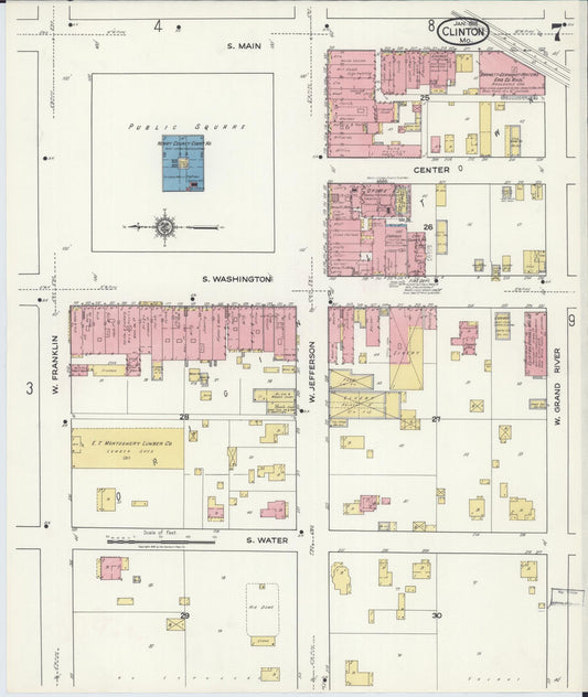 Sanborn Fire Insurance Map from Clinton, Henry County, Missouri (1918), Sheet #0007 - Historic Sanborn Fire Insurance Map Print, vintage old map wall art, antique decor, genealogy gift, Missouri Missouri map