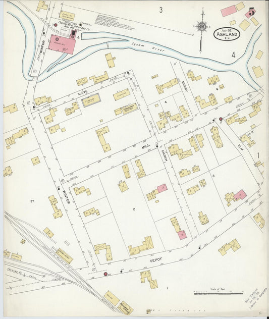 Sanborn Fire Insurance Map from Ashland, Grafton County, New Hampshire (1912), Sheet #0005 - Historic Sanborn Fire Insurance Map Print, vintage old map wall art, antique decor, genealogy gift, New Hampshire New Hampshire map