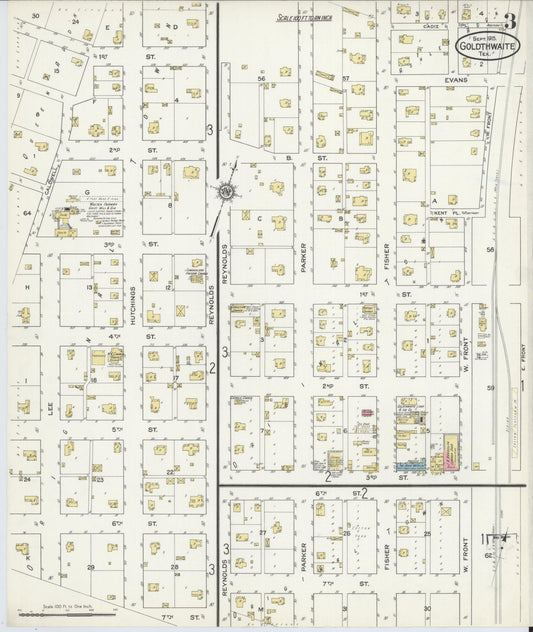 Sanborn Fire Insurance Map from Goldthwaite, Mills County, Texas (1915), Sheet #0003 - Historic Sanborn Fire Insurance Map Print, vintage old map wall art, antique decor, genealogy gift, Texas Texas map
