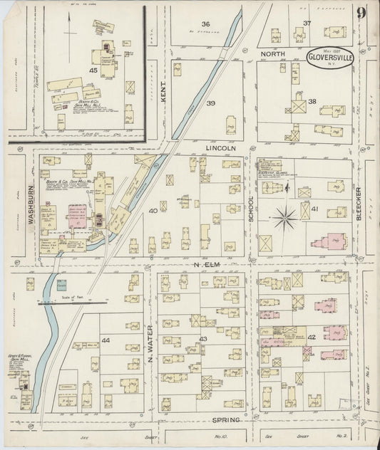 Sanborn Fire Insurance Map from Gloversville, Fulton County, New York (1887), Sheet #0009 - Historic Sanborn Fire Insurance Map Print, vintage old map wall art, antique decor, genealogy gift, New York New York map