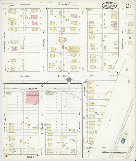 Sanborn Fire Insurance Map from Littleton, Arapahoe County, Colorado (1914), Sheet #0002 - Historic Sanborn Fire Insurance Map Print, vintage old map wall art, antique decor, genealogy gift, Colorado Colorado map