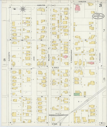 Sanborn Fire Insurance Map from Shelbyville, Shelby County, Indiana (1898), Sheet #0003 - Complete Map Set gallery image, historic Sanborn map, vintage wall art, Indiana Indiana