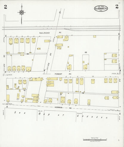 Sanborn Fire Insurance Map from Alabama City, Etowah County, Alabama (1926), Sheet #0002 - Complete Map Set gallery image, historic Sanborn map, vintage wall art, Alabama Alabama