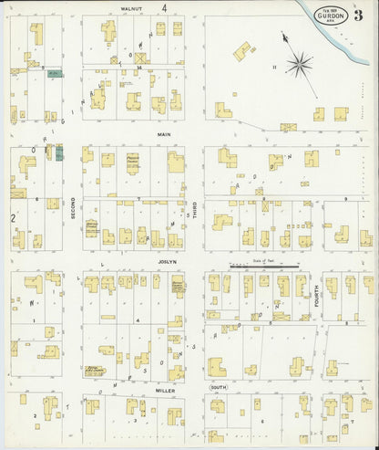 Sanborn Fire Insurance Map from Gurdon, Clark County, Arkansas (1909), Sheet #0003 - Complete Map Set gallery image, historic Sanborn map, vintage wall art, Arkansas Arkansas