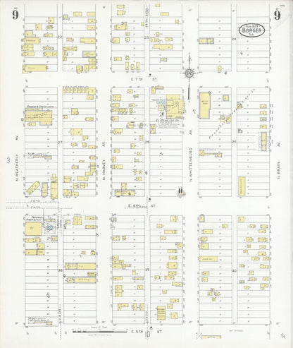 Sanborn Fire Insurance Map from Borger, Hutchinson County, Texas (1928), Sheet #0009 - Complete Map Set gallery image, historic Sanborn map, vintage wall art, Texas Texas