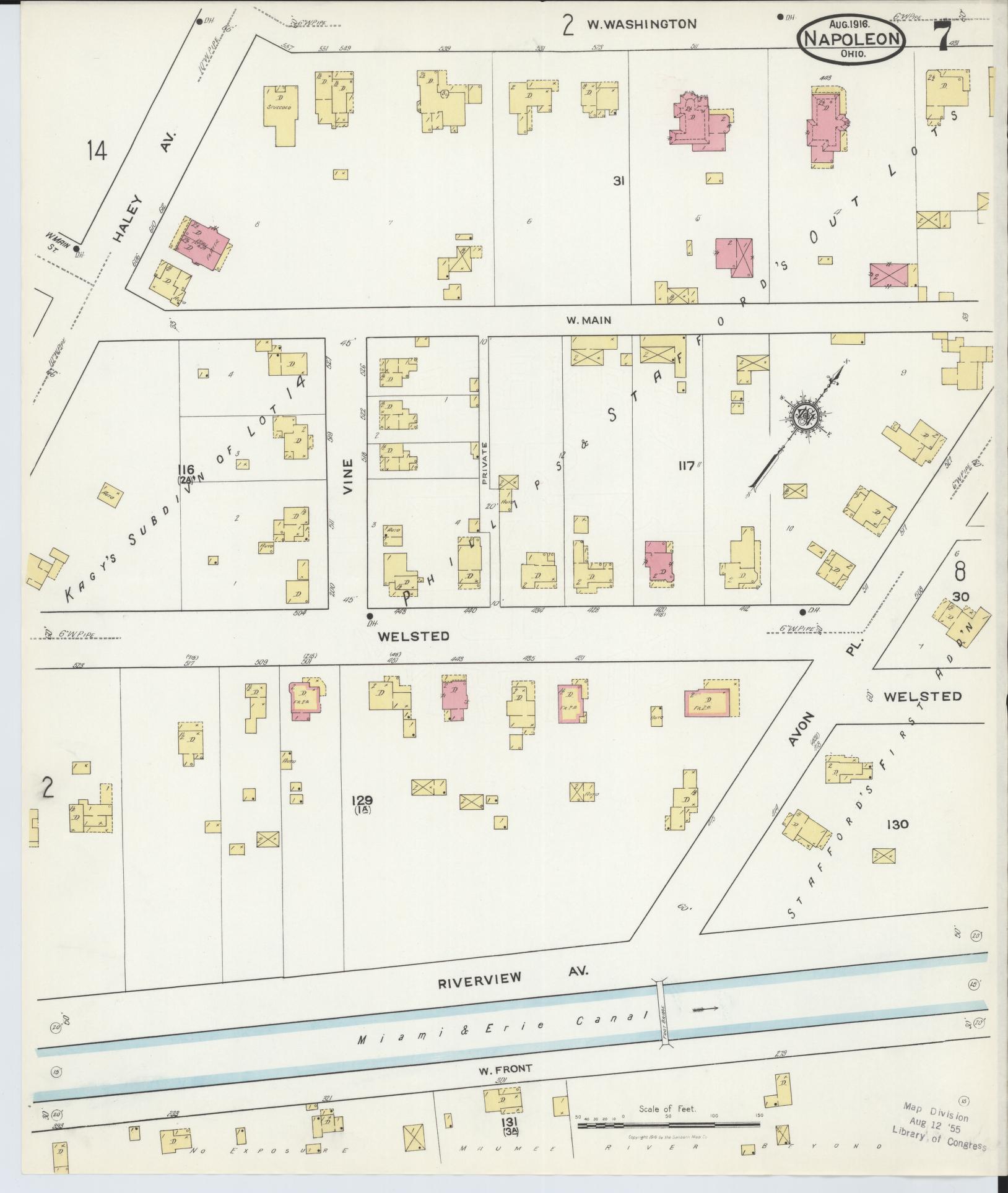 Sanborn Fire Insurance Map from Napoleon, Henry County, Ohio (1916), Sheet #0007 - Complete Map Set gallery image, historic Sanborn map, vintage wall art, Ohio Ohio