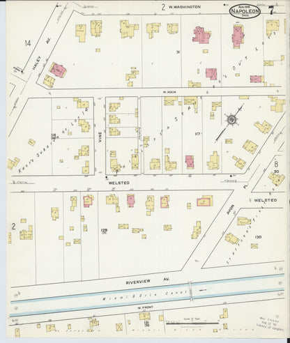 Sanborn Fire Insurance Map from Napoleon, Henry County, Ohio (1916), Sheet #0007 - Complete Map Set gallery image, historic Sanborn map, vintage wall art, Ohio Ohio