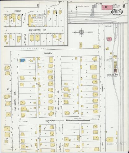 Sanborn Fire Insurance Map from O'Fallon, Saint Clair County, Illinois (1921), Sheet #0006 - Complete Map Set gallery image, historic Sanborn map, vintage wall art, Illinois Illinois