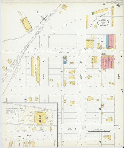 Sanborn Fire Insurance Map from Cisco, Eastland County, Texas (1902), Sheet #0004 - Complete Map Set gallery image, historic Sanborn map, vintage wall art, Texas Texas