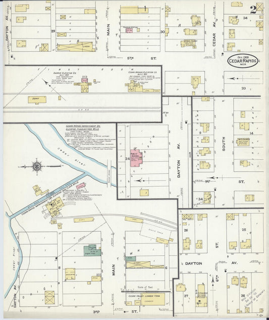 Sanborn Fire Insurance Map from Cedar Rapids, Boone County, Nebraska (1909), Sheet #0002 - Historic Sanborn Fire Insurance Map Print, vintage old map wall art, antique decor, genealogy gift, Nebraska Nebraska map