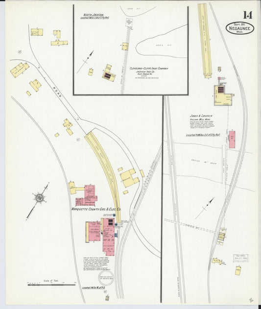 Sanborn Fire Insurance Map from Negaunee, Marquette County, Michigan (1911), Sheet #0014 - Historic Sanborn Fire Insurance Map Print, vintage old map wall art, antique decor, genealogy gift, Michigan Michigan map