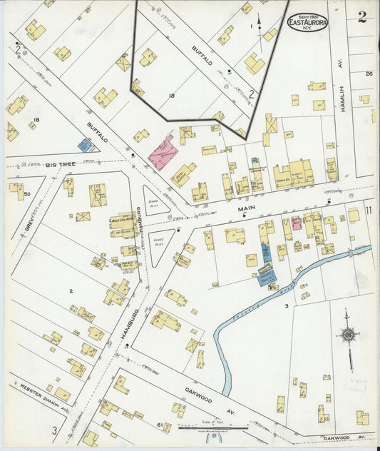 Sanborn Fire Insurance Map from East Aurora, Erie County, New York (1920), Sheet #0002 - Historic Sanborn Fire Insurance Map Print, vintage old map wall art, antique decor, genealogy gift, New York New York map