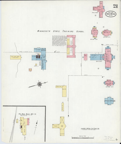Sanborn Fire Insurance Map from Red Wing, Goodhue County, Minnesota (1910), Sheet #0021 - Historic Sanborn Fire Insurance Map Print, vintage old map wall art, antique decor, genealogy gift, Minnesota Minnesota map