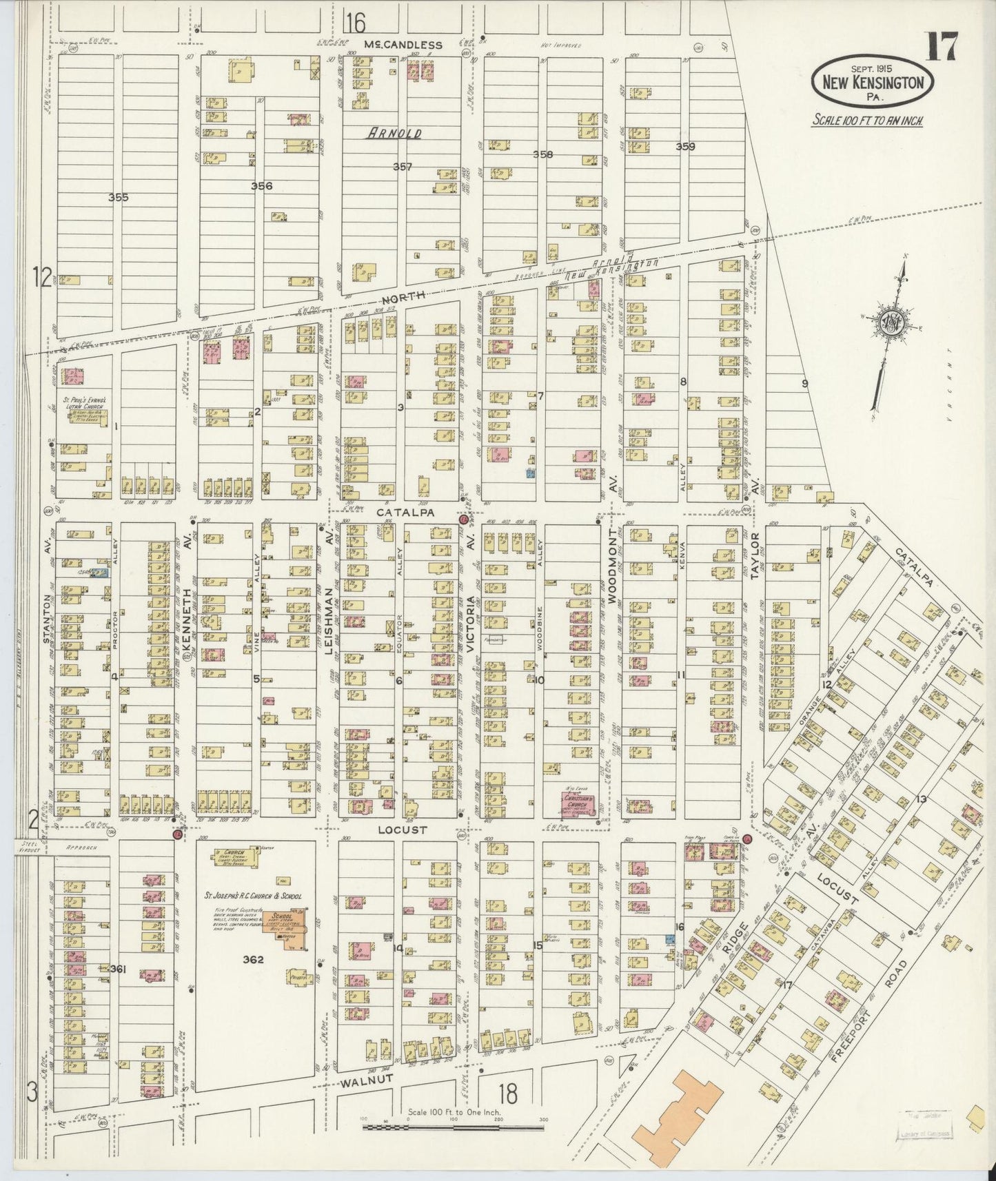 Sanborn Fire Insurance Map from New Kensington, Westmoreland County, Pennsylvania (1915), Sheet #0017 - Complete Map Set gallery image, historic Sanborn map, vintage wall art, Pennsylvania Pennsylvania