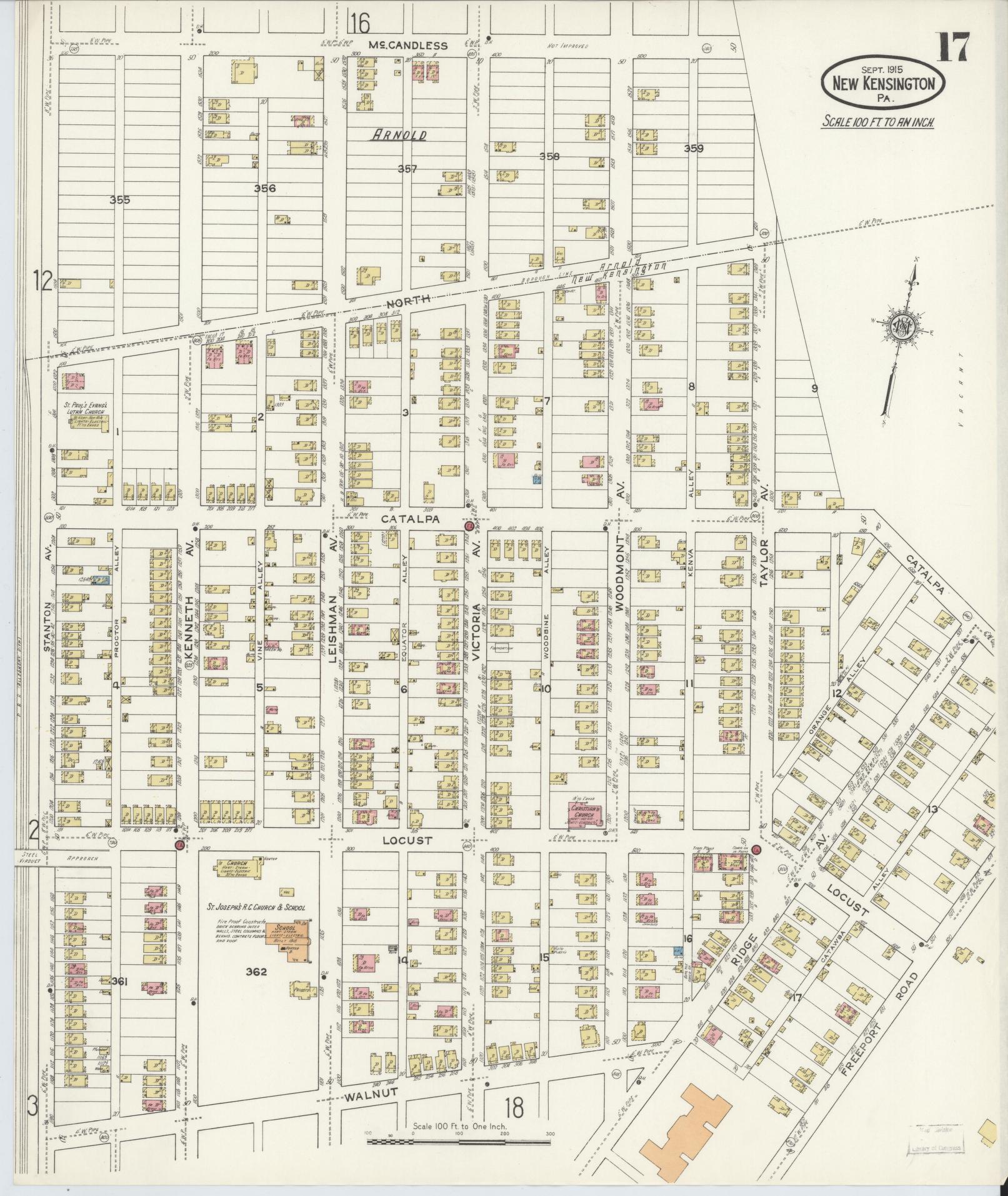 Sanborn Fire Insurance Map from New Kensington, Westmoreland County, Pennsylvania (1915), Sheet #0017 - Complete Map Set gallery image, historic Sanborn map, vintage wall art, Pennsylvania Pennsylvania