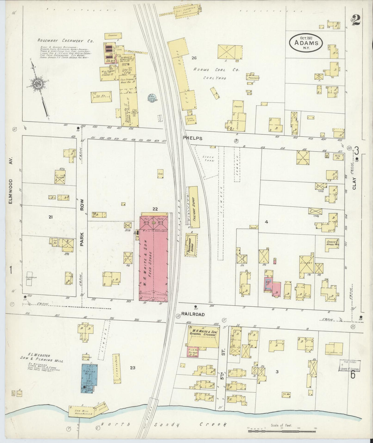 Sanborn Fire Insurance Map from Adams, Jefferson County, New York (1911), Sheet #0002 - Complete Map Set gallery image, historic Sanborn map, vintage wall art, New York New York