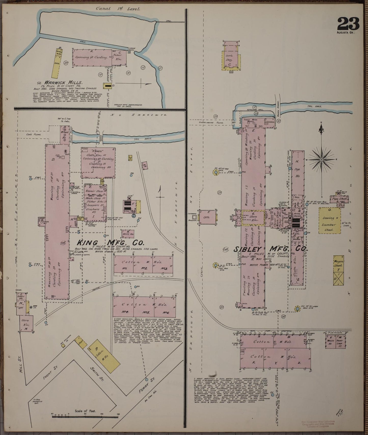 Sanborn Fire Insurance Map from Augusta, Richmond County, Georgia (1890), Sheet #0023 - Historic Sanborn Fire Insurance Map Print, vintage old map wall art, antique decor, genealogy gift, Georgia Georgia map