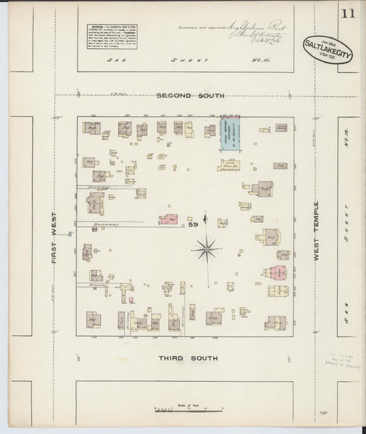 Sanborn Fire Insurance Map from Salt Lake City, Salt Lake County, Utah (1884), Sheet #0011 - Historic Sanborn Fire Insurance Map Print, vintage old map wall art, antique decor, genealogy gift, Utah Utah map