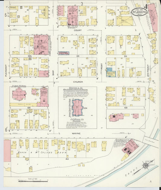 Sanborn Fire Insurance Map from Saint Joseph, Berrien County, Michigan (1913), Sheet #0004 - Historic Sanborn Fire Insurance Map Print, vintage old map wall art, antique decor, genealogy gift, Michigan Michigan map