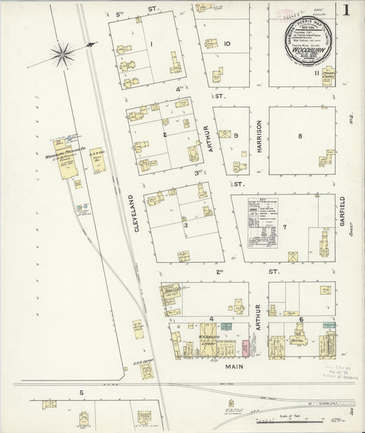 Sanborn Fire Insurance Map from Woodburn, Marion County, Oregon (1890), Sheet #0001 - Historic Sanborn Fire Insurance Map Print, vintage old map wall art, antique decor, genealogy gift, Oregon Oregon map