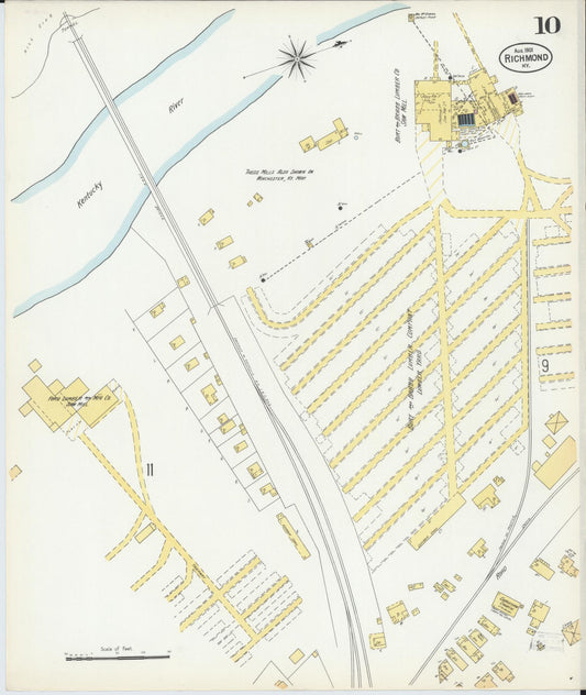 Sanborn Fire Insurance Map from Richmond, Madison County, Kentucky (1901), Sheet #0010 - Historic Sanborn Fire Insurance Map Print, vintage old map wall art, antique decor, genealogy gift, Kentucky Kentucky map