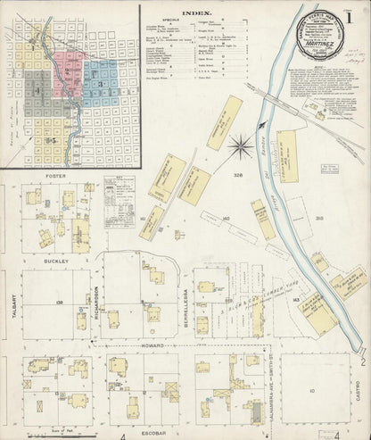 Sanborn Fire Insurance Map from Martinez, Contra Costa County, California (1897), Sheet #0001 - Complete Map Set gallery image, historic Sanborn map, vintage wall art, California California