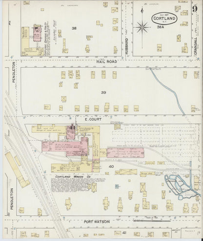 Sanborn Fire Insurance Map from Cortland, Cortland County, New York (1887), Sheet #0009 - Historic Sanborn Fire Insurance Map Print, vintage old map wall art, antique decor, genealogy gift, New York New York map