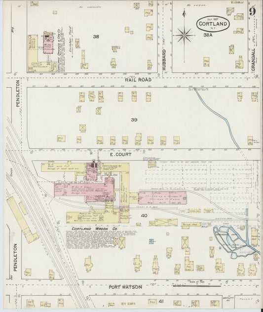 Sanborn Fire Insurance Map from Cortland, Cortland County, New York (1887), Sheet #0009 - Historic Sanborn Fire Insurance Map Print, vintage old map wall art, antique decor, genealogy gift, New York New York map