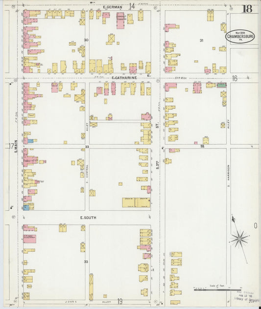 Sanborn Fire Insurance Map from Chambersburg, Franklin County, Pennsylvania (1899), Sheet #0018 - Historic Sanborn Fire Insurance Map Print, vintage old map wall art, antique decor, genealogy gift, Pennsylvania Pennsylvania map