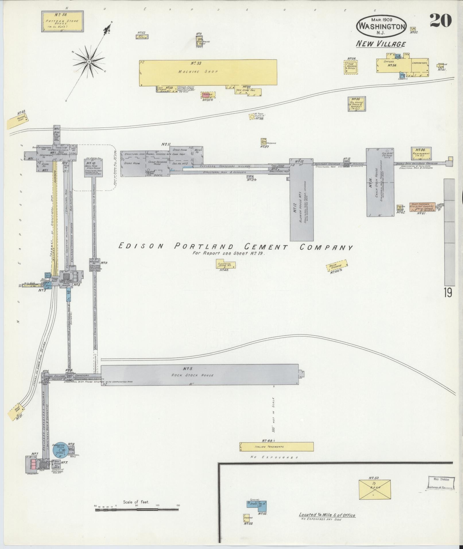 Sanborn Fire Insurance Map from Washington, Warren County, New Jersey (1909), Sheet #0020 - Historic Sanborn Fire Insurance Map Print, vintage old map wall art, antique decor, genealogy gift, Washington Washington map