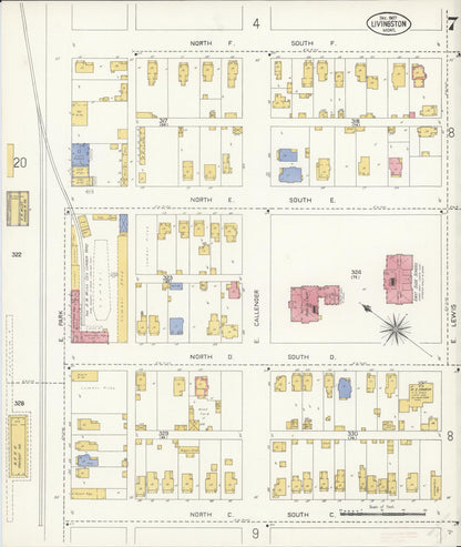 Sanborn Fire Insurance Map from Livingston, Park County, Montana (1907), Sheet #0007 - Complete Map Set gallery image, historic Sanborn map, vintage wall art, Montana Montana