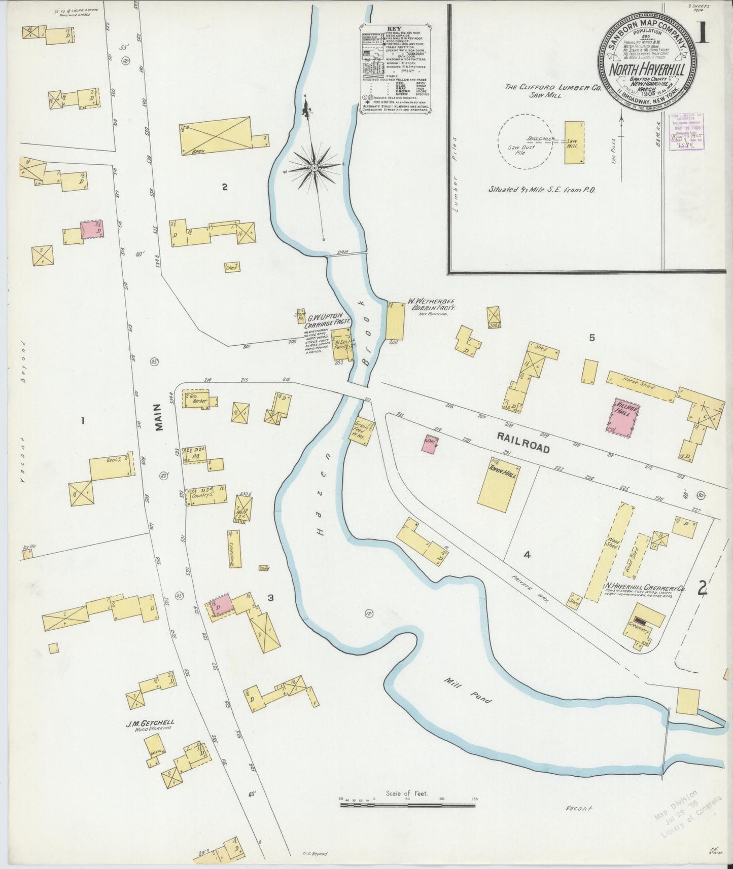 Sanborn Fire Insurance Map from North Haverhill, Grafton County, New Hampshire. (1905) – Historic Sanborn Fire Insurance Map Print
