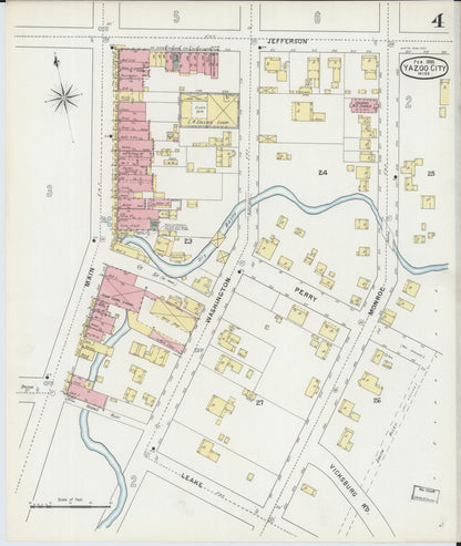Sanborn Fire Insurance Map from Yazoo City, Yazoo County, Mississippi (1895), Sheet #0004 - Complete Map Set gallery image, historic Sanborn map, vintage wall art, Mississippi Mississippi