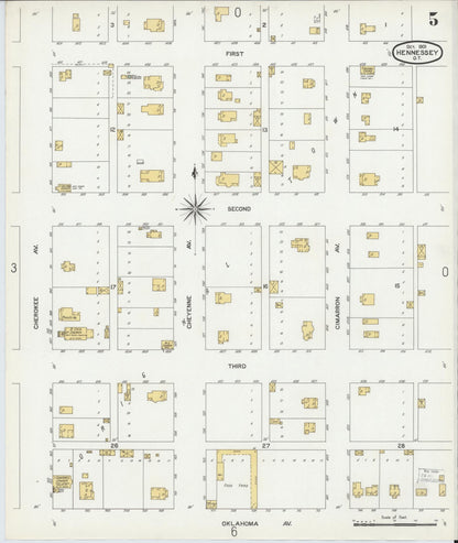 Sanborn Fire Insurance Map from Hennessey, Kingfisher County, Oklahoma (1901), Sheet #0005 - Complete Map Set gallery image, historic Sanborn map, vintage wall art, Oklahoma Oklahoma