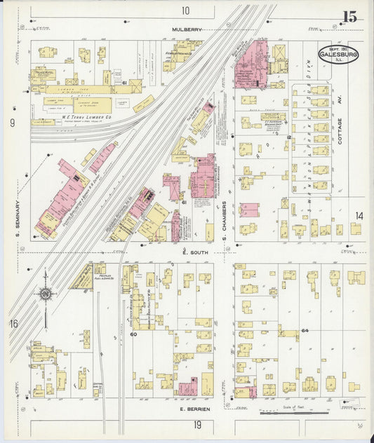 Sanborn Fire Insurance Map from Galesburg, Knox County, Illinois (1911), Sheet #0015 - Historic Sanborn Fire Insurance Map Print, vintage old map wall art, antique decor, genealogy gift, Illinois Illinois map