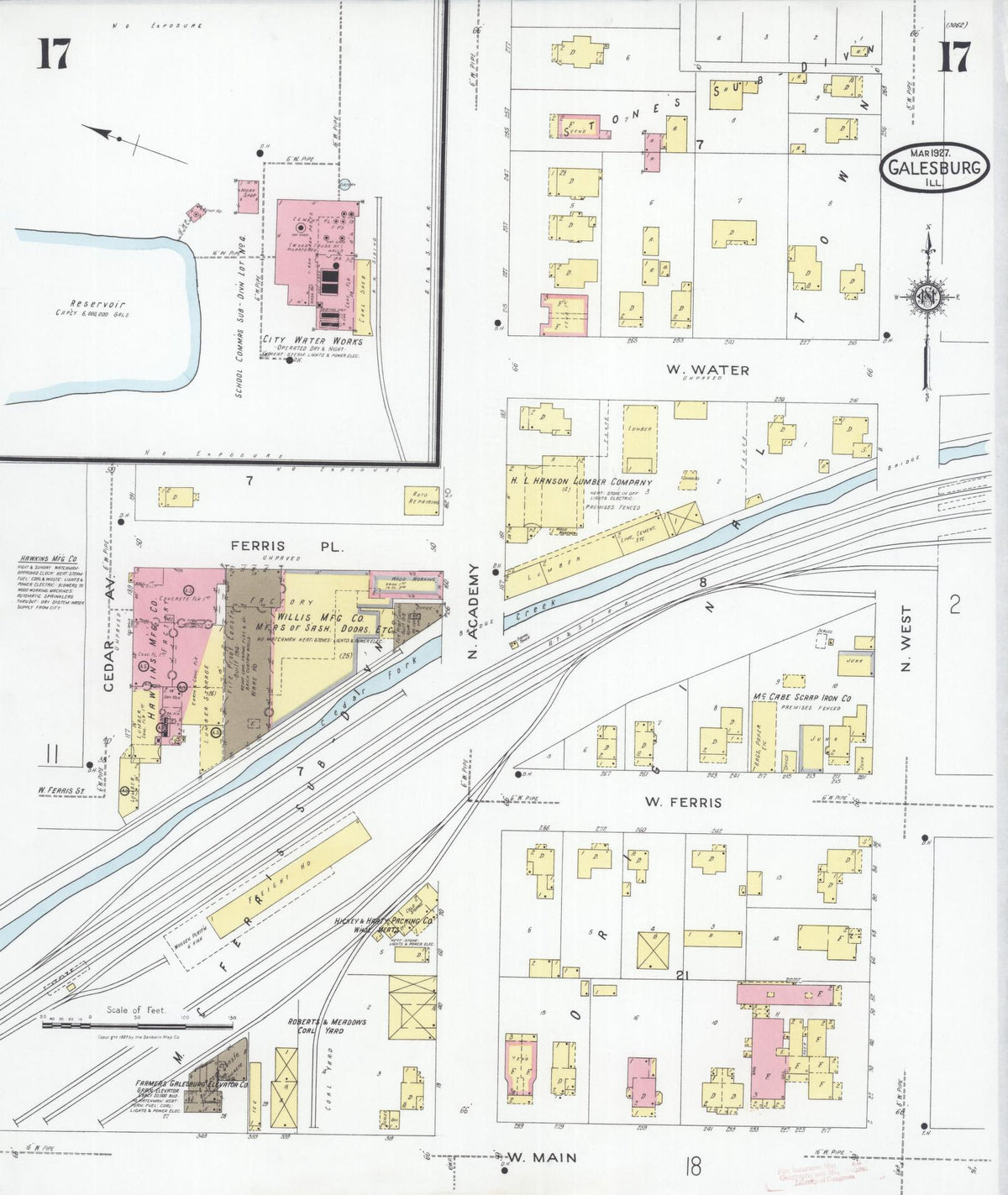 Sanborn Fire Insurance Map from Galesburg, Knox County, Illinois (1927), Sheet #0017 - Complete Map Set gallery image, historic Sanborn map, vintage wall art, Illinois Illinois