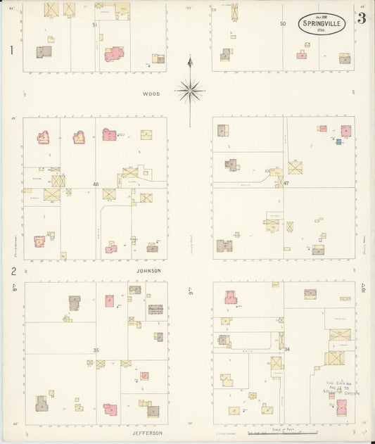 Sanborn Fire Insurance Map from Springville, Utah County, Utah (1898), Sheet #0003 - Historic Sanborn Fire Insurance Map Print, vintage old map wall art, antique decor, genealogy gift, Springville Utah map