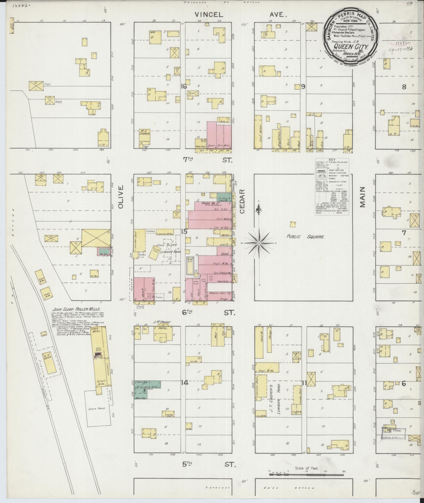 Sanborn Fire Insurance Map from Queen City, Schuyler County, Missouri (1893), Sheet #0001 - Historic Sanborn Fire Insurance Map Print, vintage old map wall art, antique decor, genealogy gift, Missouri Missouri map