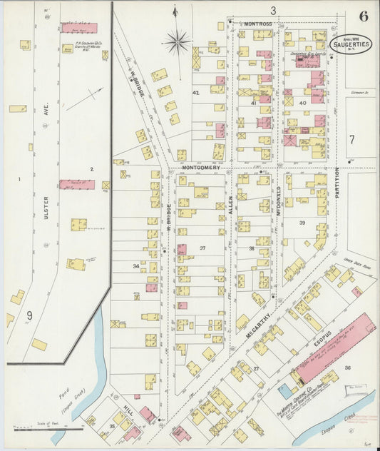 Sanborn Fire Insurance Map from Saugerties, Ulster County, New York (1898), Sheet #0006 - Historic Sanborn Fire Insurance Map Print, vintage old map wall art, antique decor, genealogy gift, New York New York map