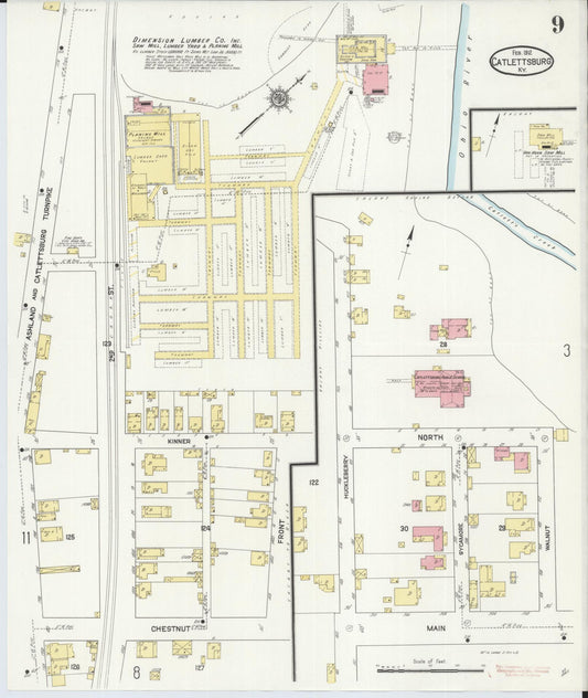 Sanborn Fire Insurance Map from Catlettsburg, Boyd County, Kentucky (1912), Sheet #0009 - Historic Sanborn Fire Insurance Map Print, vintage old map wall art, antique decor, genealogy gift, Kentucky Kentucky map