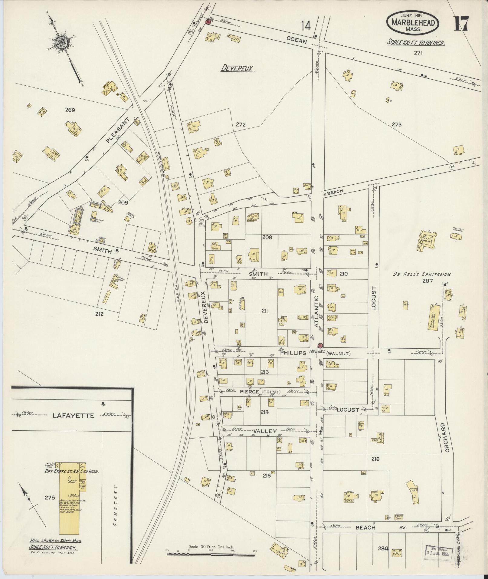 Sanborn Fire Insurance Map from Marblehead, Essex County, Massachusetts (1915), Sheet #0017 - Historic Sanborn Fire Insurance Map Print, vintage old map wall art, antique decor, genealogy gift, Massachusetts Massachusetts map