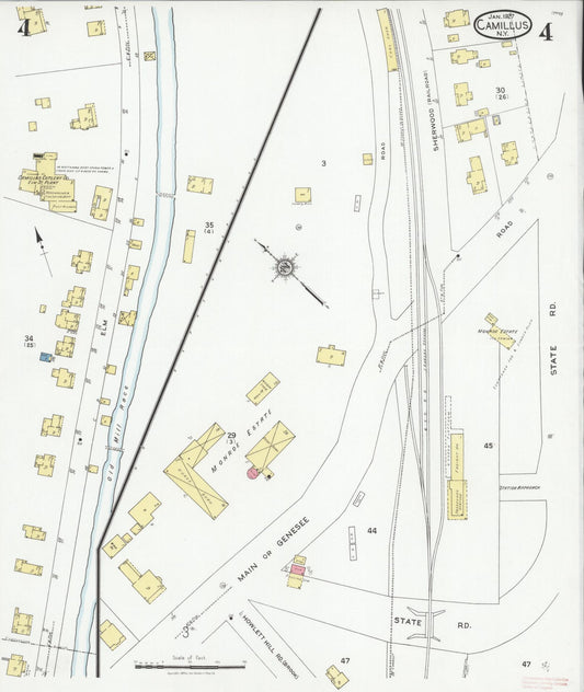 Sanborn Fire Insurance Map from Camillus, Onondaga County, New York (1927), Sheet #0004 - Historic Sanborn Fire Insurance Map Print, vintage old map wall art, antique decor, genealogy gift, New York New York map