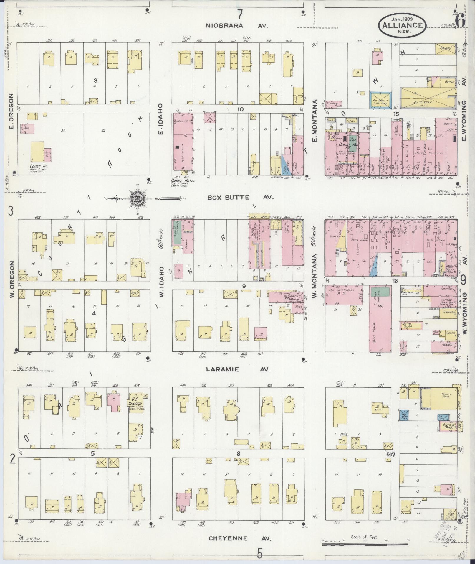 Sanborn Fire Insurance Map from Alliance, Box Butte County, Nebraska (1910), Sheet #0006 - Historic Sanborn Fire Insurance Map Print, vintage old map wall art, antique decor, genealogy gift, Nebraska Nebraska map