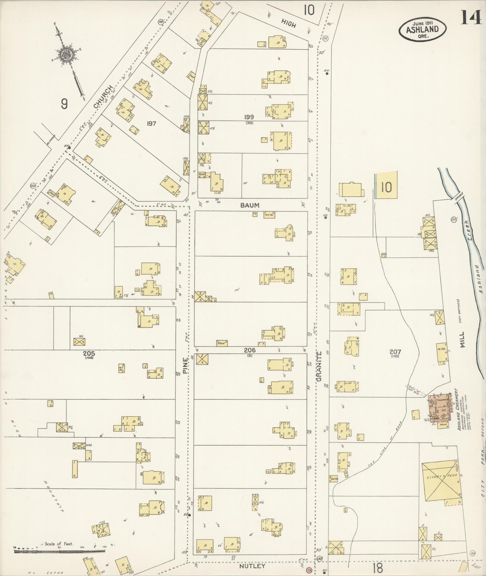 Sanborn Fire Insurance Map from Ashland, Jackson County, Oregon (1911), Sheet #0014 - Complete Map Set gallery image, historic Sanborn map, vintage wall art, Oregon Oregon