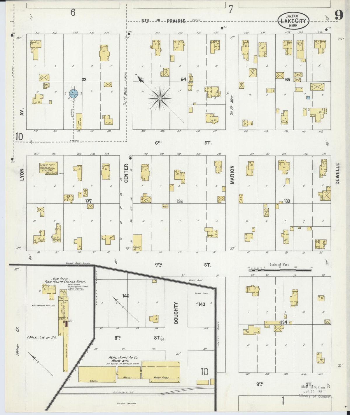 Sanborn Fire Insurance Map from Lake City, Wabasha County, Minnesota (1900), Sheet #0009 - Historic Sanborn Fire Insurance Map Print, vintage old map wall art, antique decor, genealogy gift, Minnesota Minnesota map