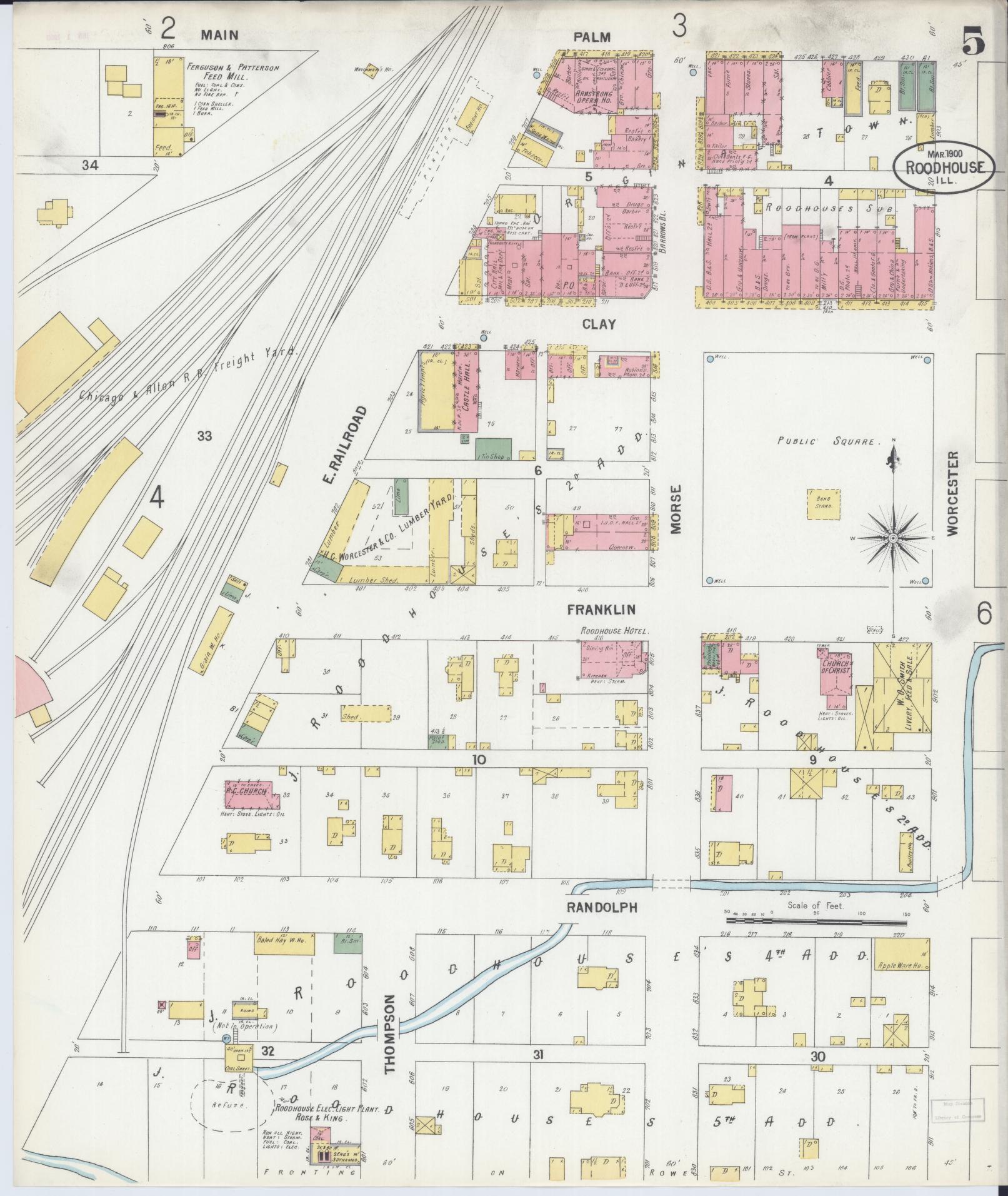 Sanborn Fire Insurance Map from Roodhouse, Greene County, Illinois (1900), Sheet #0005 - Complete Map Set gallery image, historic Sanborn map, vintage wall art, Illinois Illinois