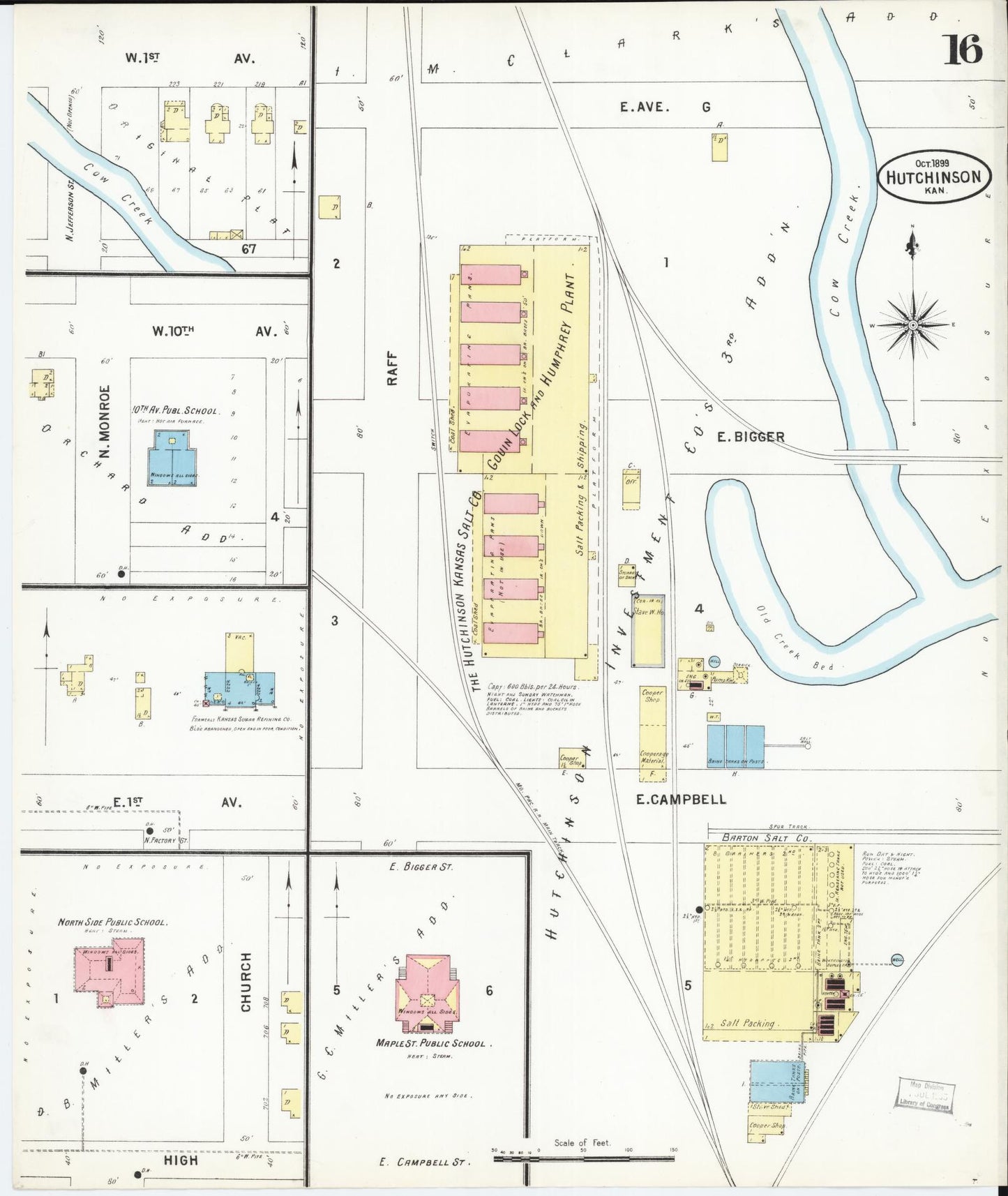 Sanborn Fire Insurance Map from Hutchinson, Reno County, Kansas (1899), Sheet #0016 - Complete Map Set gallery image, historic Sanborn map, vintage wall art, Kansas Kansas