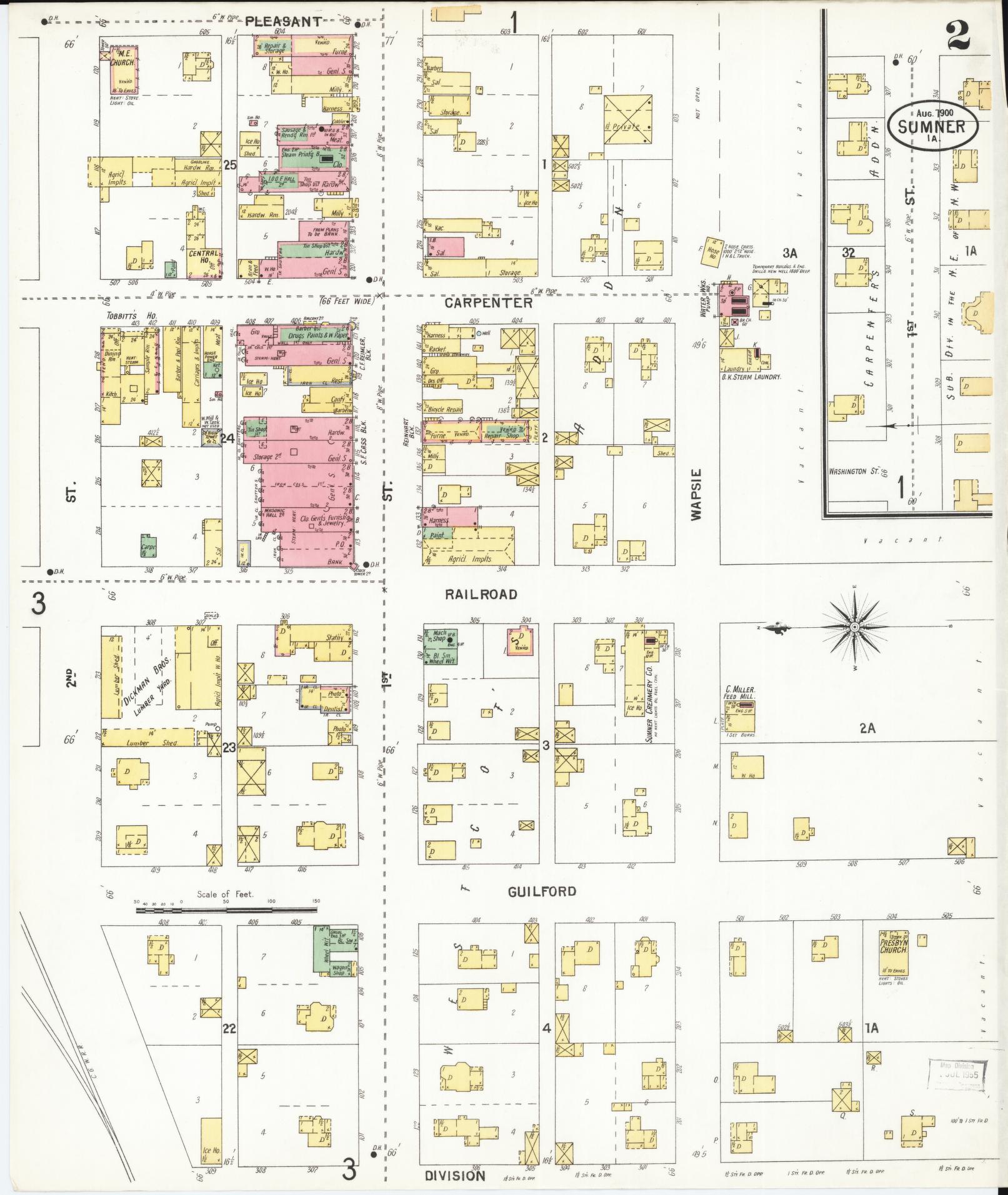 Sanborn Fire Insurance Map from Sumner, Bremer County, Iowa (1900), Sheet #0002 - Historic Sanborn Fire Insurance Map Print