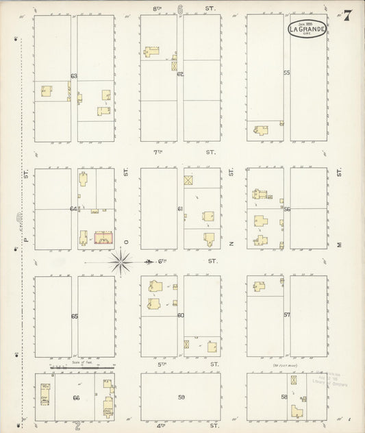 Sanborn Fire Insurance Map from La Grande, Union County, Oregon (1893), Sheet #0007 - Historic Sanborn Fire Insurance Map Print, vintage old map wall art, antique decor, genealogy gift, Oregon Oregon map