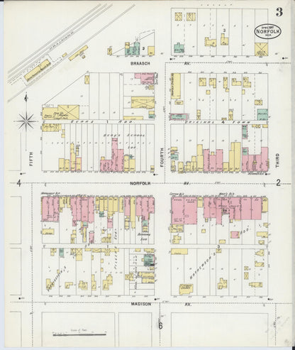 Sanborn Fire Insurance Map from Norfolk, Madison County, Nebraska (1897), Sheet #0003 - Complete Map Set gallery image, historic Sanborn map, vintage wall art, Nebraska Nebraska
